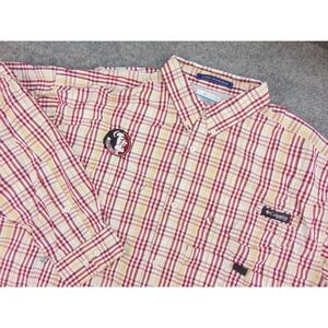 Florida State Seminoles Shirt Men XL Columbia Super Bonehead Red Plaid Fishing
